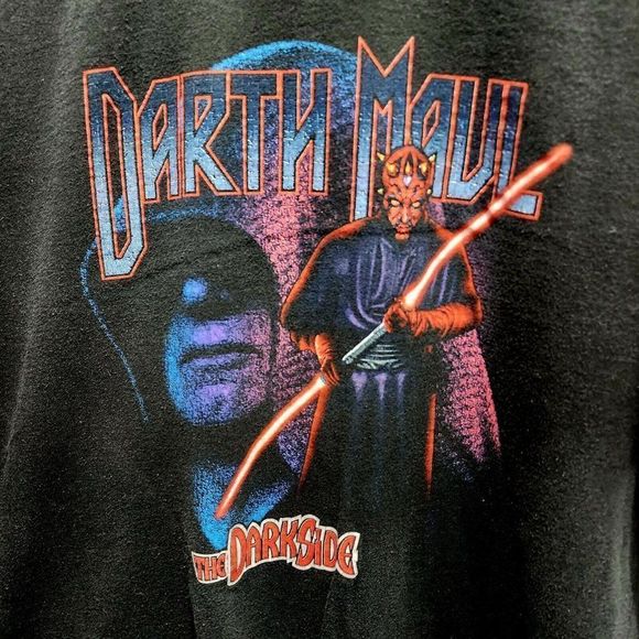Star Wars Darthmaul Dark Side Shirt Black y2k Official Rare‎ Adult Size Large - Picture 5 of 6